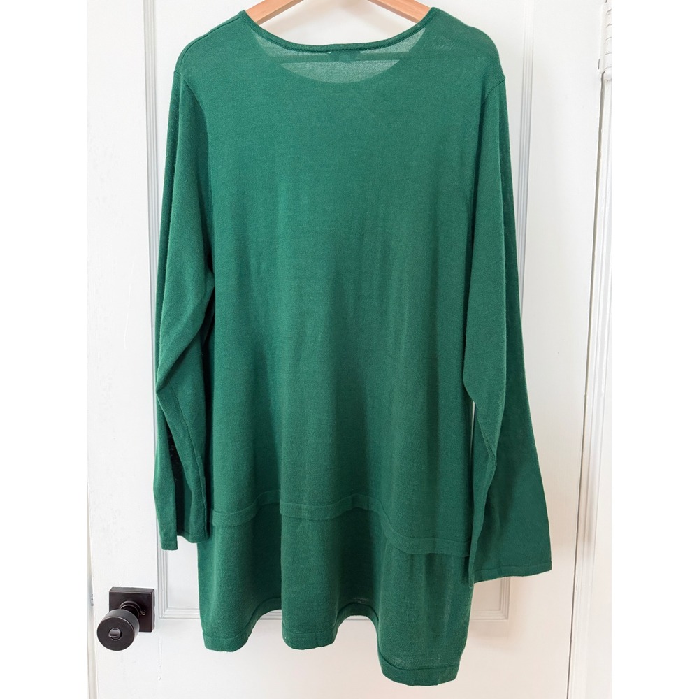 J.Jill Merino Washable Wool Tunic Sweater XL Green Oversized Long Sleeve - Picture 10 of 11